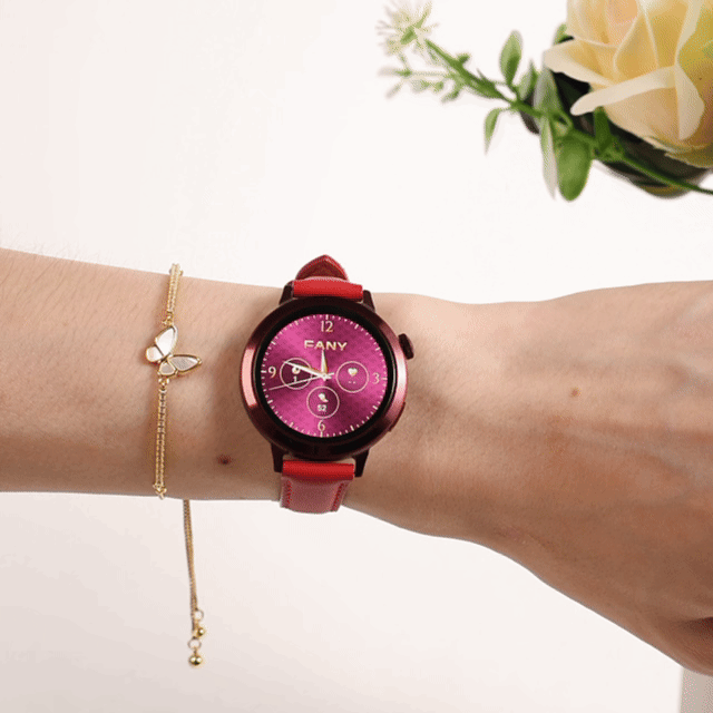 FANY Luna Leather Smartwatch & Butterfly Bracelet Gift Set