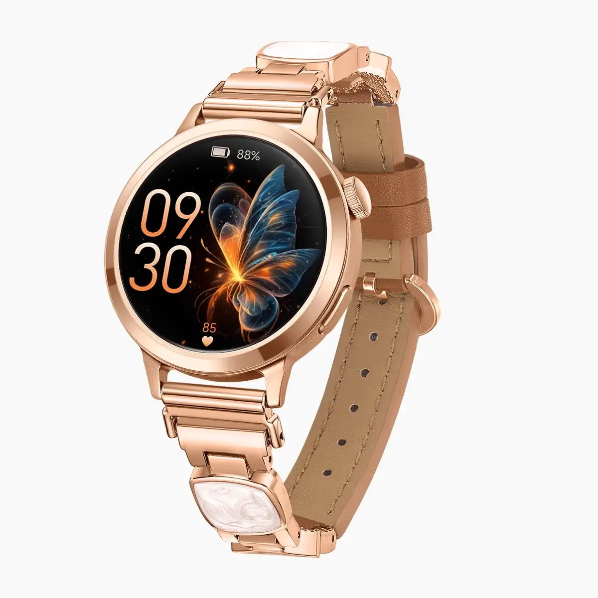 Geometric Mother of Pearl Leather Bracelet Watch Band with 16 mm Quick Release Leather Band for stylish wear.