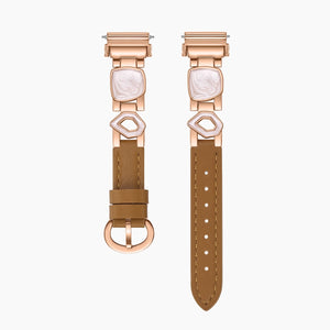Geometric Mother of Pearl Leather Bracelet Watch Band