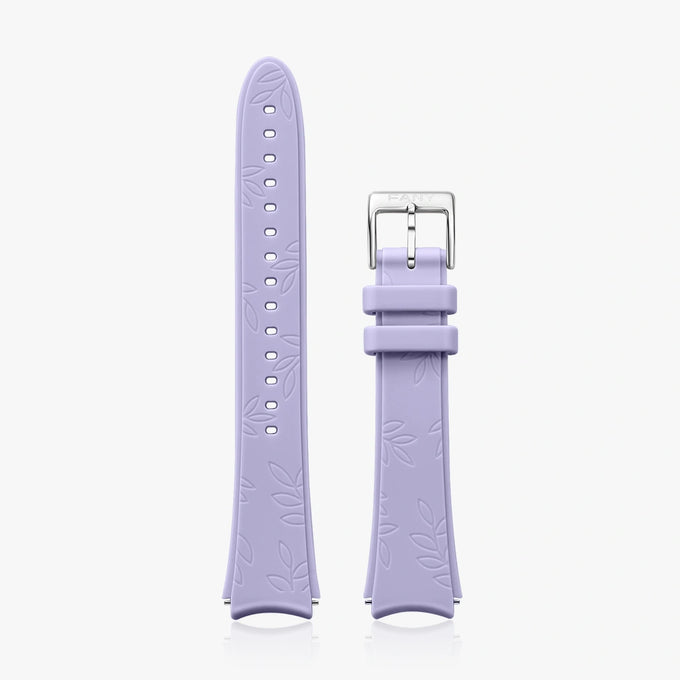 16 mm Quick Release Leather Band in lavender color with leaf pattern design for stylish durability.