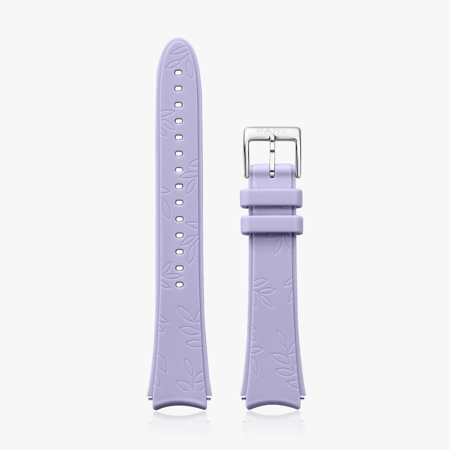 16 mm Quick Release Leather Band in lavender color with leaf pattern design for stylish durability.