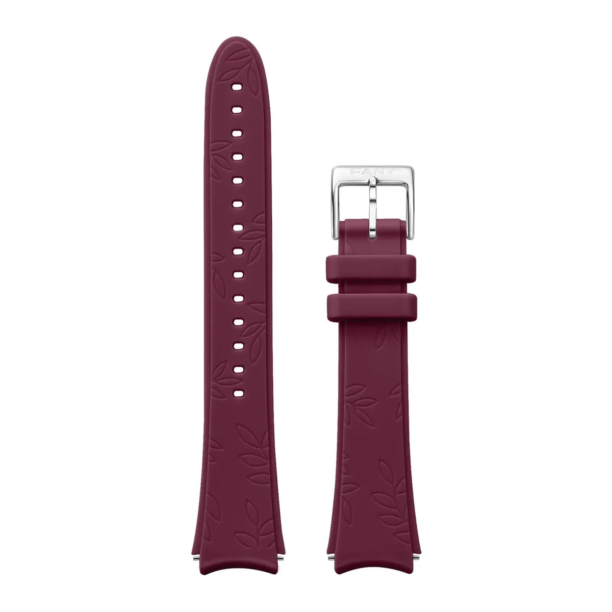 16 mm Quick Release Leather Band in burgundy silicone with floral texture design.