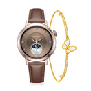 FANY Luna Leather Smartwatch & Butterfly Bracelet Gift Set