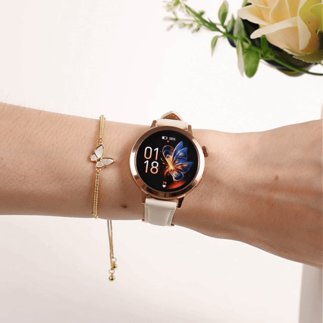 FANY Luna Leather Smartwatch & Butterfly Bracelet Gift Set