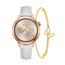 FANY Luna Leather Smartwatch & Butterfly Bracelet Gift Set
