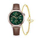 FANY Luna Leather Smartwatch & Butterfly Bracelet Gift Set