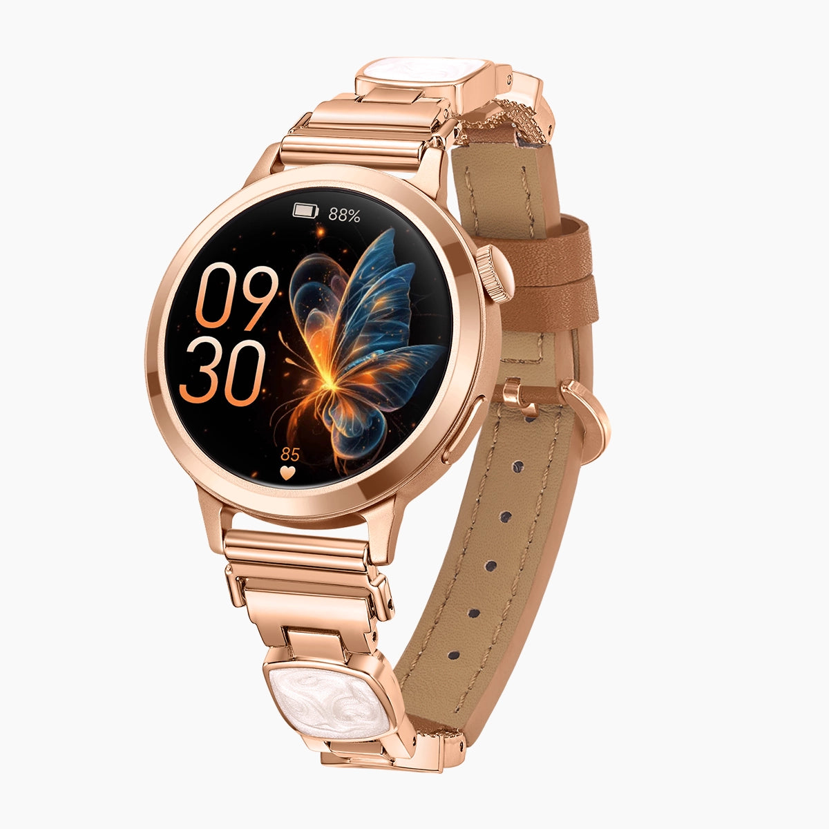 Geometric Mother of Pearl Leather Bracelet Watch Band