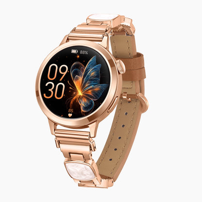 Geometric Mother of Pearl Leather Bracelet Watch Band