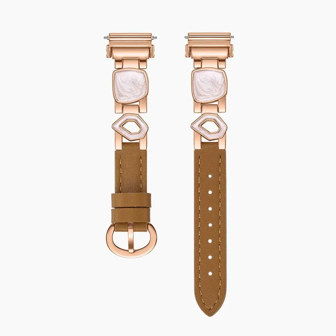 Geometric Mother of Pearl Leather Bracelet Watch Band featuring a 16 mm Quick Release Leather Band in elegant design.